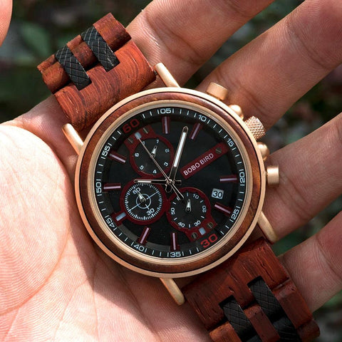 S18 Simple Wooden Watch: Stylish Chronograph