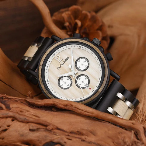 S18 Simple Wooden Watch: Stylish Chronograph