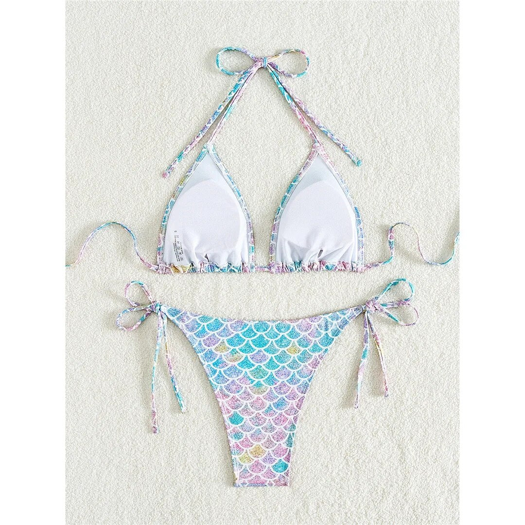 Martha Printed Halter High Leg Cut Bikini