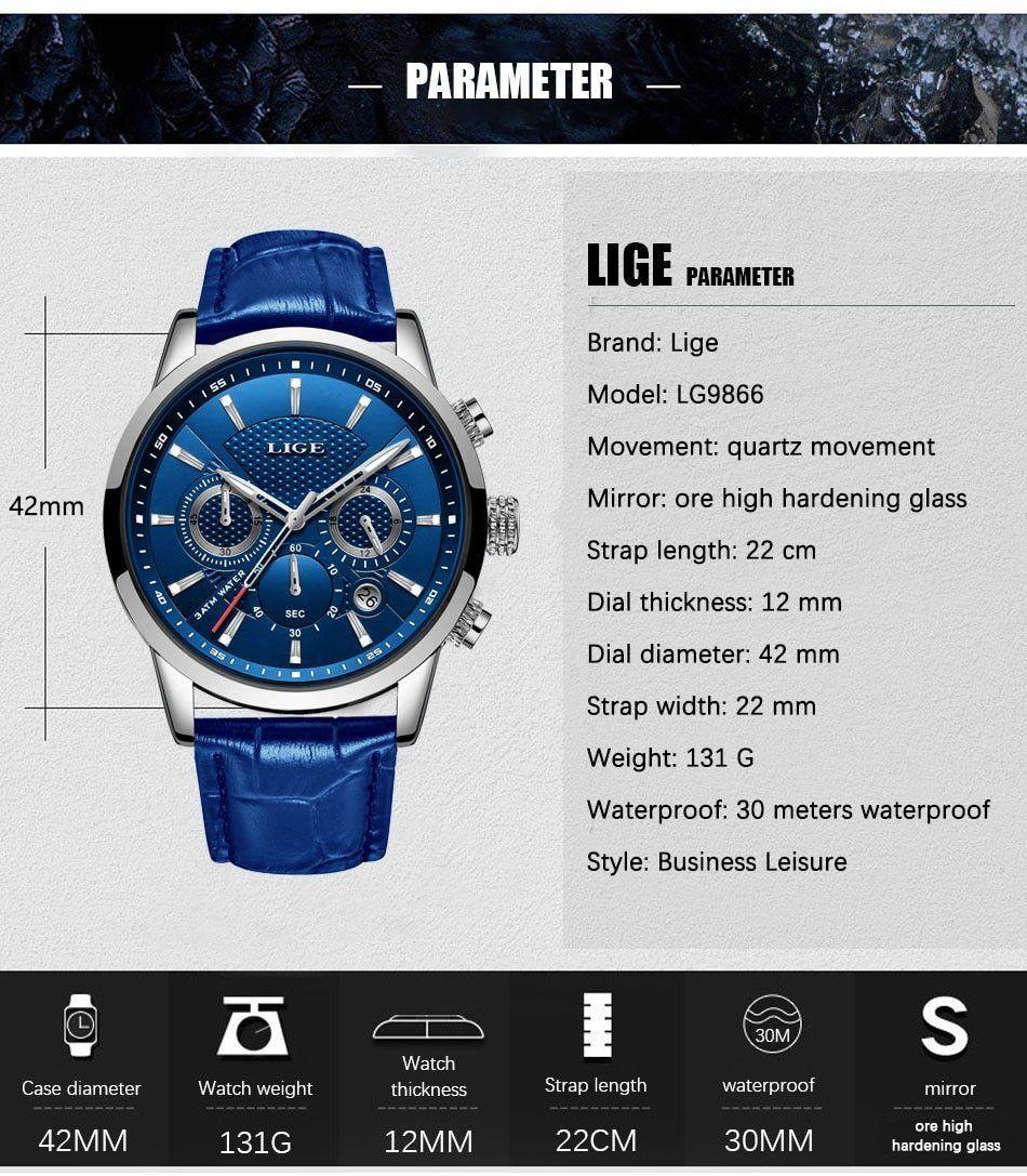 Simple Watches For Leather Blue Casual Quartz #9866