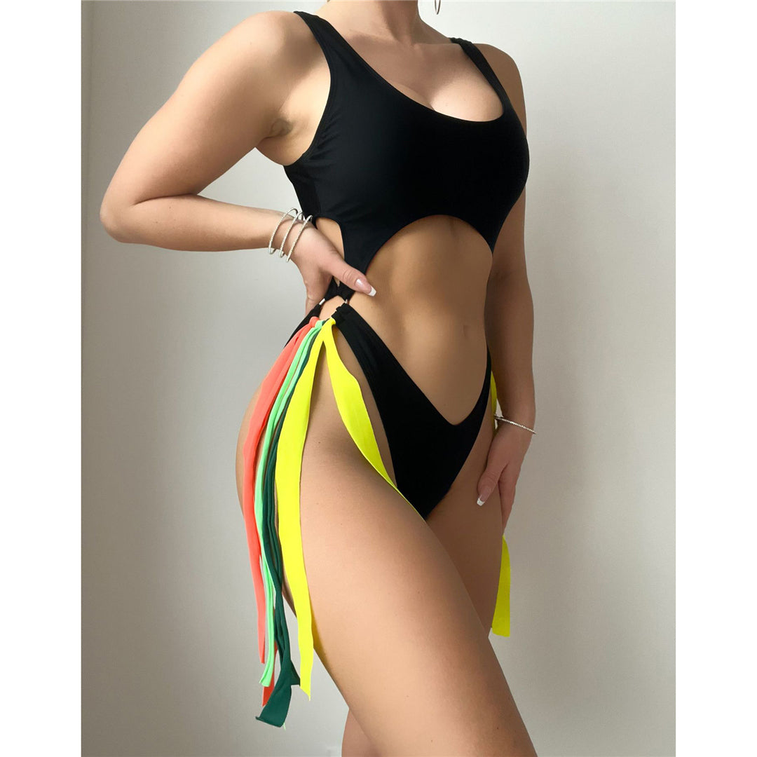 Shannon Ribbon Tummy Cut Out One Piece Swimsuit