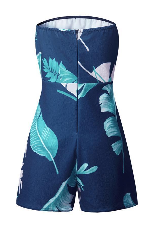 Tropical Leaves Off Shoulder Jumpsuit