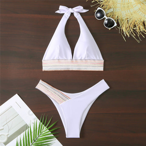 Aimee Splicing Halter V Neck Bikini