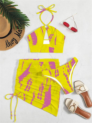 Patty Printed Bikini Set With Skirt