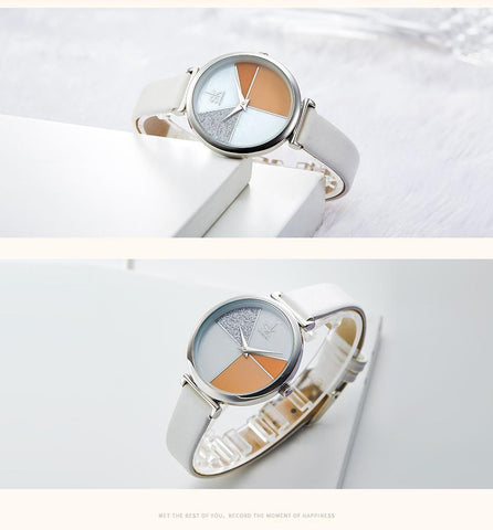 Watch Shell Dial leather Ladies Watch Japanese Quartz Movement Ultra Slim Buckle Strap