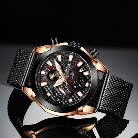 Watches Men CRRJU Army Military Watch High-Quality 316L Stainless Steel Chronograph Clock 2020