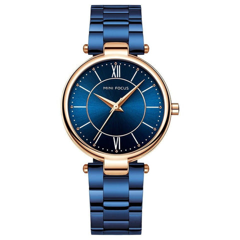 Waterproof Blue Stainless Steel Simple Cheap Watches For Women's