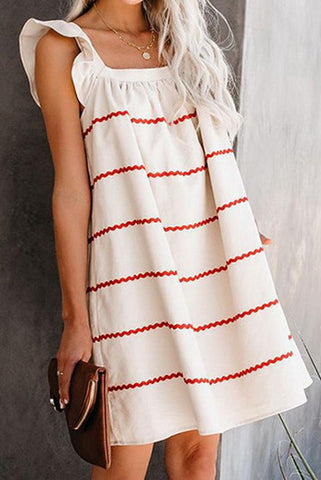 Wave Striped Sleeveless Cute Dress