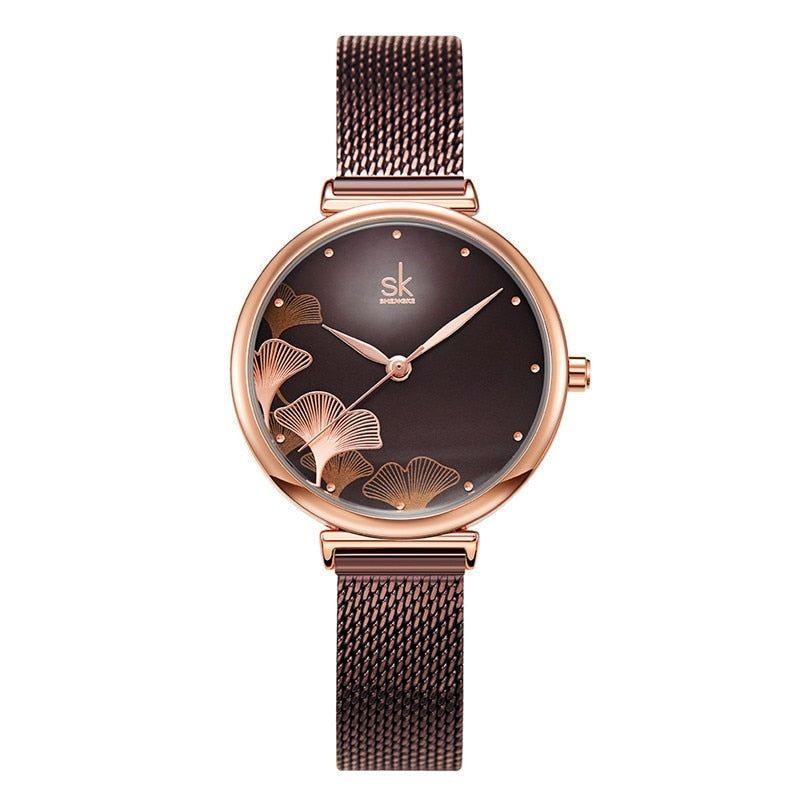 Simple Watches Coffee Mesh Band Quartz #K0139