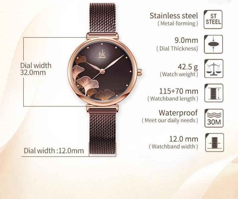 Simple Watches Coffee Mesh Band Quartz #K0139