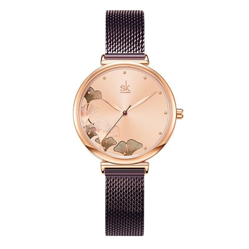 Simple Watches Coffee Mesh Band Quartz #K0139