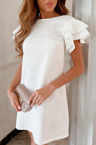 Ruffle Sleeve V Back Mini Dress