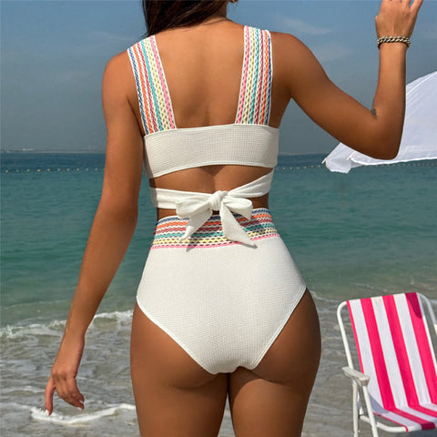 Angela Splicing Padded High Waist Bikini