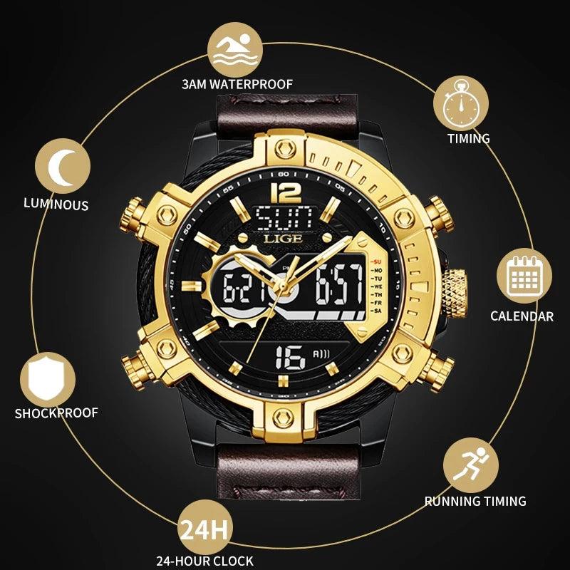 ZP-6610: Sports Simple Watch - Gold & Black Elegance