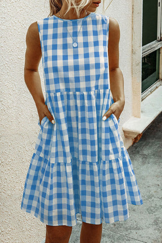 Street Plaid O Neck Princess Dresses(3 Colors)