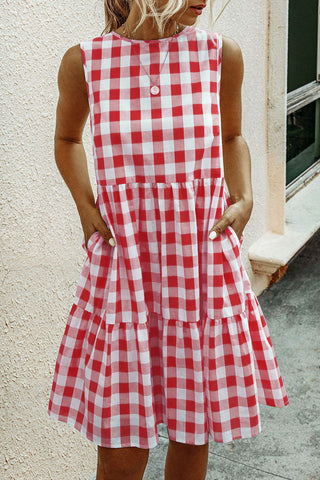 Street Plaid O Neck Princess Dresses(3 Colors)