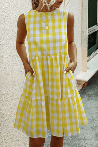 Street Plaid O Neck Princess Dresses(3 Colors)