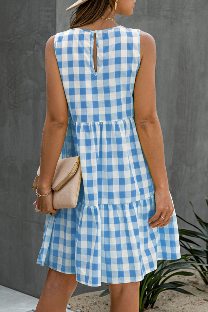 Street Plaid O Neck Princess Dresses(3 Colors)