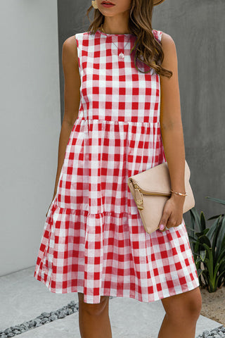 Street Plaid O Neck Princess Dresses(3 Colors)