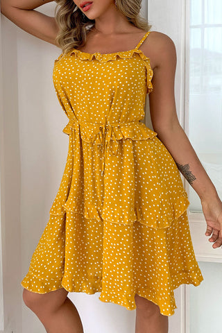 Street Polka Dot Split Joint Spaghetti Strap A Line Dresses