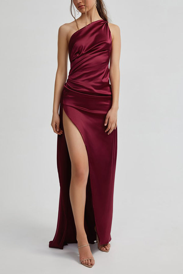 Elegance One Shoulder Slit Maxi Dress