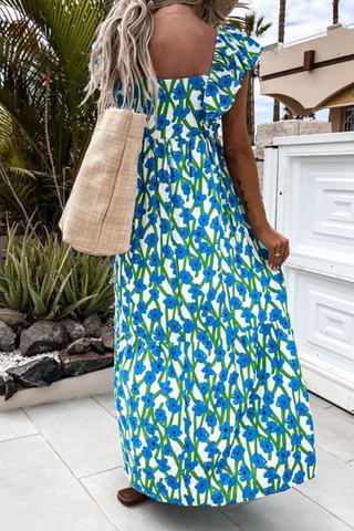 Print Square Neck Maxi Dress