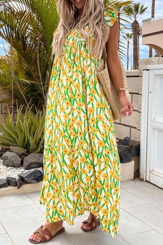 Print Square Neck Maxi Dress