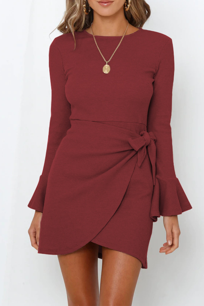 Flares Long Sleeve Knot Mini Dress