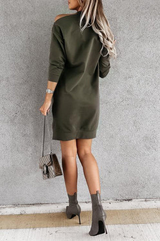 Cut Out Shoulder Loose T Shirt Dress