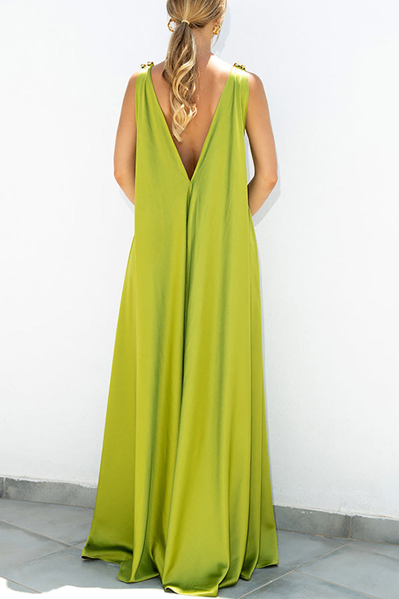 V Neck Backless Tank Maxi Dress