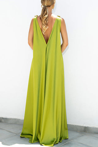 V Neck Backless Tank Maxi Dress