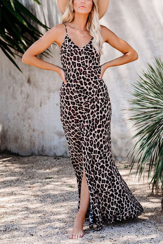 Walk On the Wild Leopard Slip Maxi Dress