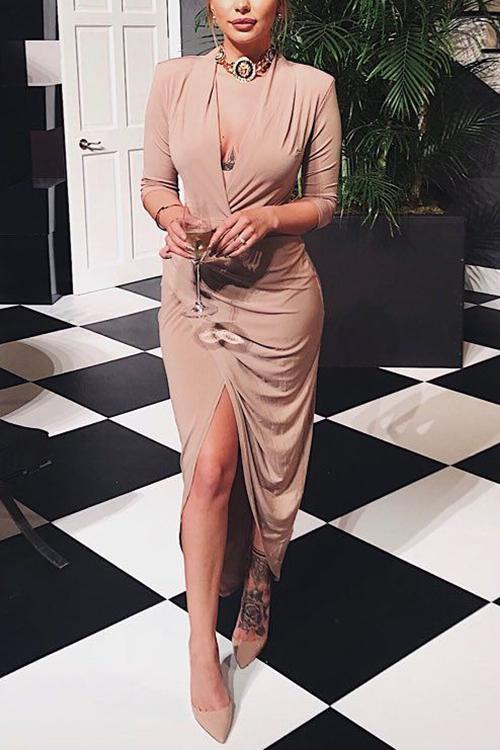 V Neck Long Sleeve Dress