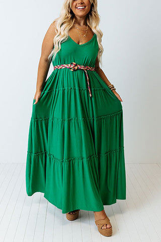 Tiered Pockets Slip Maxi Dress