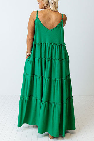 Tiered Pockets Slip Maxi Dress