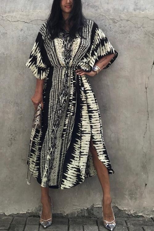 Snake Print Bat Cover Maxi Dress