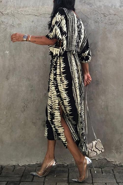 Snake Print Bat Cover Maxi Dress