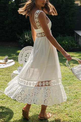 Lace Patchwork Sleeveless Maxi Dress