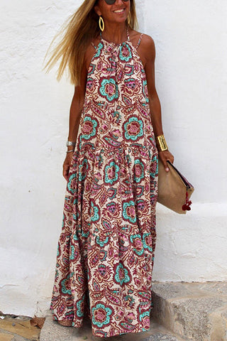 Print Halter Neck Maxi Dress