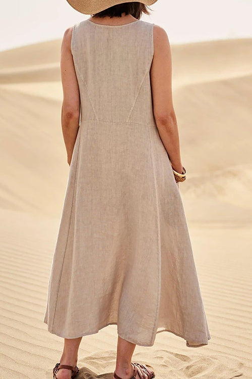 O Neck Pocket Sleeveless Maxi Dress