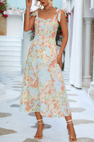 Floral Printed Strap Bandeau Midi Dress