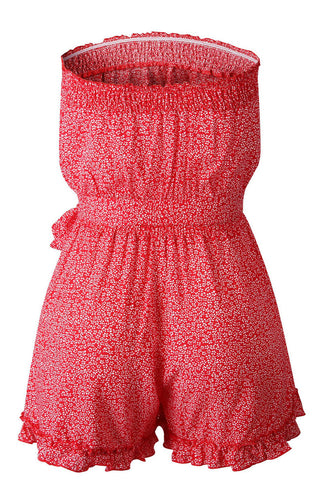 Smocked Floral Strapless Romper