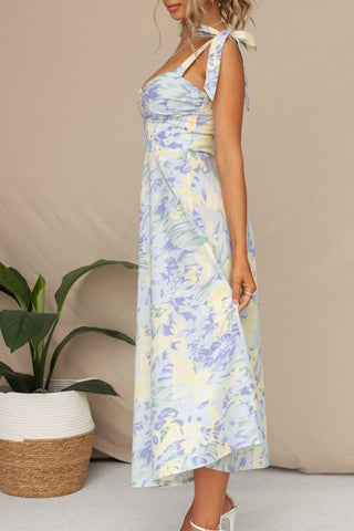 Floral Printed Strap Bandeau Midi Dress