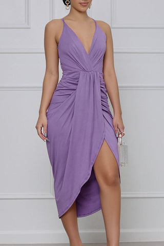 V Neck Criss Cross Back Dress