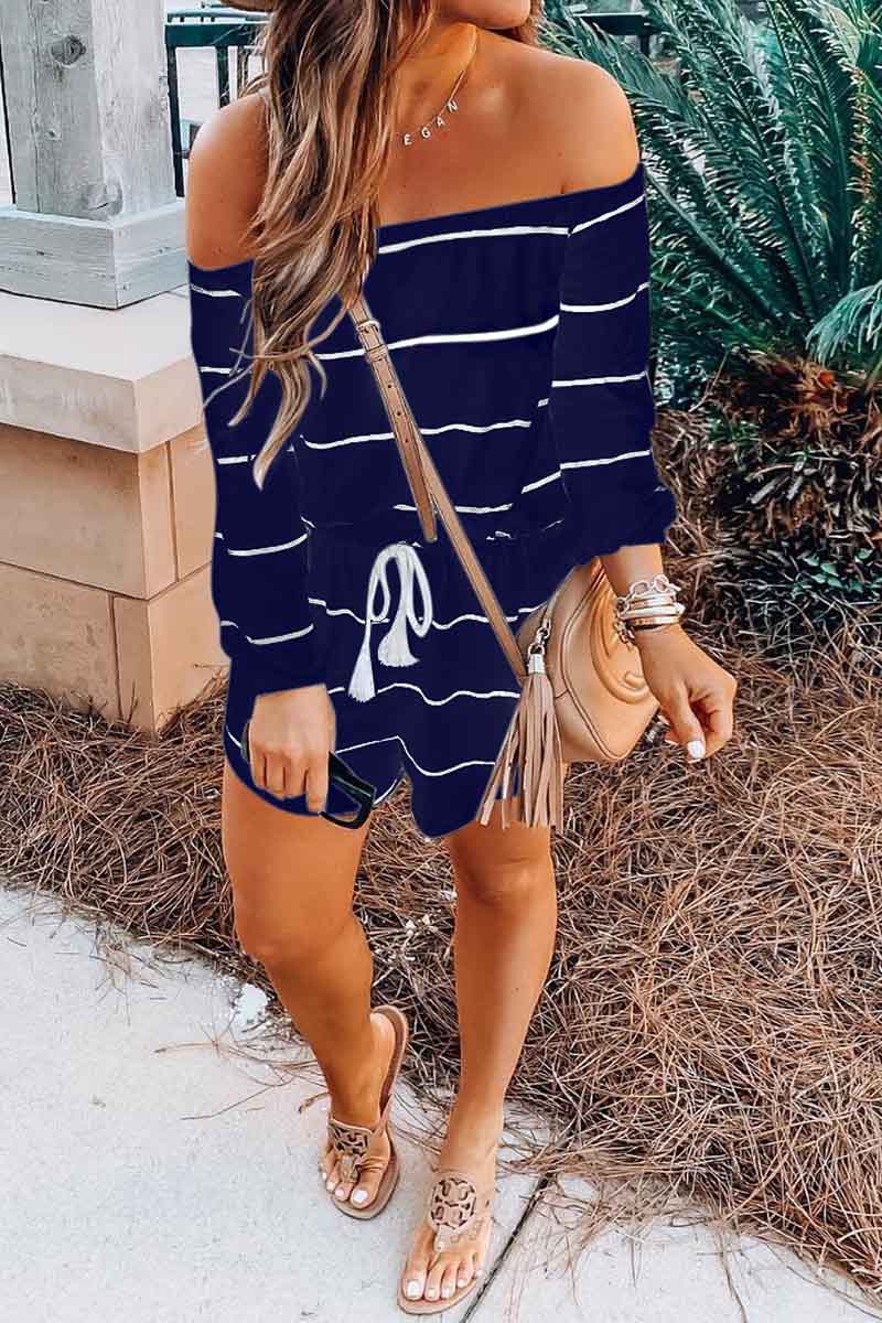 Off The Shoulder Striped Loose One-piece Romper