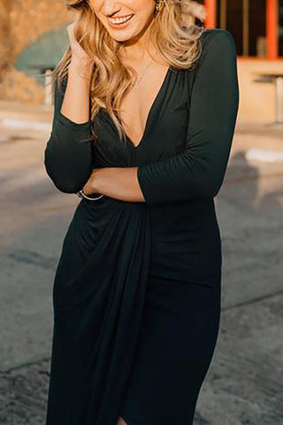 V Neck Long Sleeve Dress