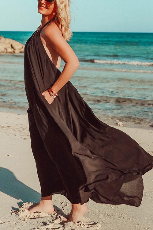 Hlater Neck Backless Maxi Dress