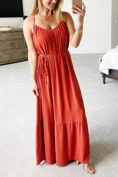 Ruffles Hem Slip Maxi Dress