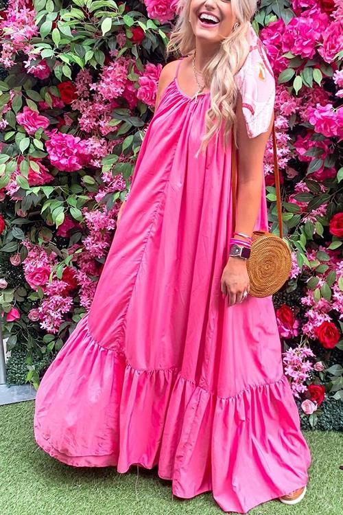 Ruffles Hem Slip Maxi Dress