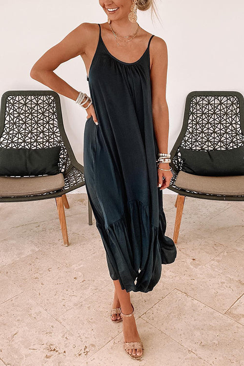 Ruffles Hem Slip Maxi Dress